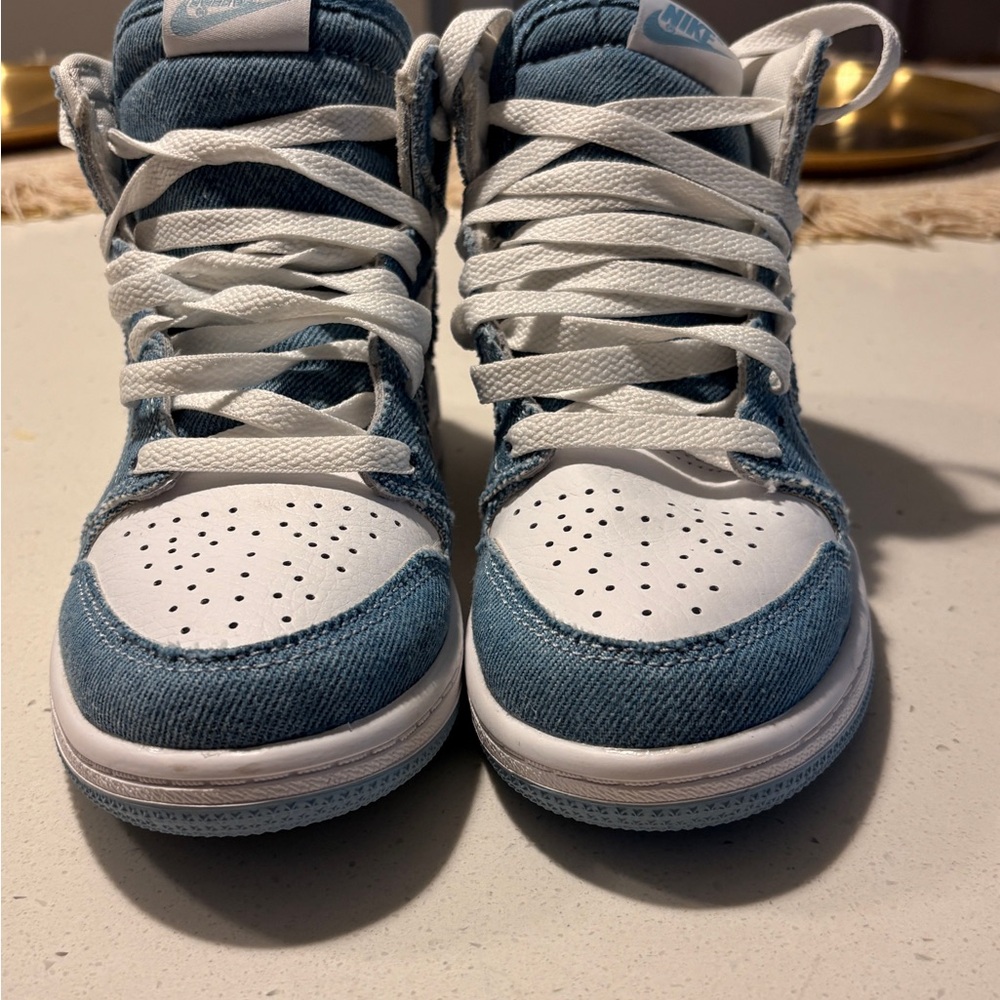 Nike Kids Denim Blue and White High-Top Sneakers